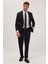 Erkek Slim Fit Mono Yaka Likralı Esnek Kumaş Siyah Takım Elbise 1