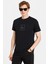 Erkek Slim Fit Dar Kesim %100 Pamuk Yumuşak Dokulu Baskılı Siyah Bisiklet Yaka Tişört 2