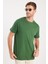 Unisex Relax Fit Rahat Kesim %100 Pamuk Yumuşak Dokulu Hafif Kalın Koyu Yeşil Bisiklet Yaka Tişört 1
