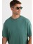 Unisex Oversize Geniş Kesim %100 Pamuk Yumuşak Dokulu Basic Bisiklet Yaka Yeşil Tişört 2