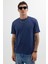 Erkek Regular Fit Klasik Kesim %100 Pamuk Bisiklet Yaka Lacivert Tişört 1