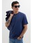 Erkek Regular Fit Klasik Kesim %100 Pamuk Bisiklet Yaka Lacivert Tişört 5
