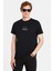 Erkek Slim Fit Dar Kesim %100 Pamuk Yumuşak Dokulu Baskılı Siyah Bisiklet Yaka Tişört 1