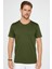 Unisex 3'lü Paket Haki-Beyaz-Vanilya Slim Fit Dar Kesim %100 Pamuk Bisiklet Yaka Tişört 3