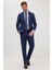 Erkek Slim Fit Mono Yaka Likralı Esnek Kumaş Koyu Lacivert Takım Elbise 5