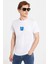 Erkek Slim Fit Dar Kesim %100 Pamuk Yumuşak Dokulu Baskılı Beyaz Bisiklet Yaka Tişört 2