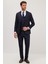 Erkek Slim Fit Lacivert Esnek Likralı Kumaş Sivri Yaka Yelekli Takım Elbise 1