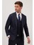 Erkek Slim Fit Lacivert Esnek Likralı Kumaş Sivri Yaka Yelekli Takım Elbise 2