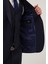 Erkek Slim Fit Lacivert Esnek Likralı Kumaş Sivri Yaka Yelekli Takım Elbise 3