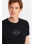 Erkek Slim Fit Dar Kesim %100 Pamuk Yumuşak Dokulu Baskılı Siyah Bisiklet Yaka Tişört 1