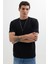 Erkek Regular Fit Klasik Kesim %100 Pamuk Bisiklet Yaka Siyah Tişört 2