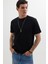 Erkek Regular Fit Klasik Kesim %100 Pamuk Bisiklet Yaka Siyah Tişört 5