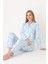 Flower Effect Önden Düğmeli Pijama Takımı 1
