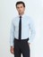 Mavi Düz Slim Fit Dokuma Klasik Pamuk Karışımlı Gömlek 5