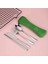 4pcs Set Yemek Takımı Taşınabilir Paslanmaz Çelik Kaşık Çatal Bıçağı Seti Seyahat Tat Takımı Sofra Takımı ile Çanta Koyu Mavi (Yurt Dışından) 2