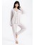 Kadın Taş Pari Raporlu Kaşkorse Doku Seoul Uzun Kol Üst Pantolon Pijama Takım 1