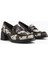 Keyla Siyah Beyaz Monokrom Desenli Kadın Loafer Ayakkabı 4