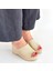 Tlay Bej Hasır Dokumalı Dolgu Topuk Terlik 4