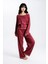 Kadın Bordo Raporlu Kaşkorse Doku Seoul 3 Lü Pijama Takım 1