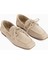 Arian Hakiki Deri Bej Süet Bağcıklı Makosen Günlük Loafer Kadın Ayakkabı 1
