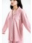 Kadın Pudra Pari Raporlu Kaşkorse Doku Seoul Uzun Kol Üst Pantolon Pijama Takım 2