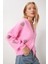 Kalp Motifli Oversize Triko Hırka LPF0050 Pembe 1