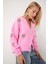 Kalp Motifli Oversize Triko Hırka LPF0050 Pembe 2