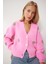 Kalp Motifli Oversize Triko Hırka LPF0050 Pembe 3