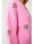 Kalp Motifli Oversize Triko Hırka LPF0050 Pembe 5