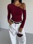 Asimetrik Yaka Omuz Detaylı Uzun Kollu Sandy Kumaş Crop / Bluz 1