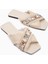 Felisa Bej Taş ve Deniz Kabuğu Süslemeli Bohem Kadın Terlik 1