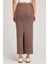 Kadın Slim Fit Dar Kesim Yırtmaçlı Kahverengi Etek 7