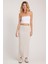 Kadın Slim Fit Dar Kesim Yırtmaçlı Bej Etek 5