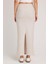 Kadın Slim Fit Dar Kesim Yırtmaçlı Bej Etek 7