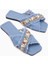 Felisa Mavi Taş ve Deniz Kabuğu Süslemeli Bohem Kadın Terlik 1