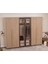 İtra 6 Kapaklı Gardırop – Krem Gövde, Meşe MDFLAM Camlı Kapak 1