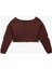 Uzun Kollu Baskılı Kayık Yaka Oversize Crop Sweatshirt 2