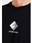 Erkek Slim Fit Dar Kesim %100 Pamuk Yumuşak Dokulu Baskılı Siyah Bisiklet Yaka Tişört 3