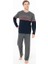 Erkek Bisiklet Yaka Uzun Kollu Pijama Takımı S26952 Rahat Kumaş Cepli 1