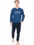Erkek Bisiklet Yaka Uzun Kollu Pijama Takımı S26943 Bantlı Paça Rahat Kumaş Cepli 1
