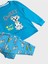 Erkek Çocuk Pamuklu Mavi Sevimli Köpek Desenli Mevsimlik Uzun Kollu Pijama Takımı 2