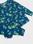 Erkek Çocuk Pamuklu Petrol Yeşili Dinozor Desenli Mevsimlik Uzun Kollu Pijama Takımı 2