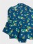 Erkek Çocuk Pamuklu Petrol Yeşili Dinozor Desenli Mevsimlik Uzun Kollu Pijama Takımı 3