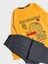 Erkek Çocuk Pamuklu Sarı Renk New Auremures Yazı Desenli Uzun Kollu Pijama Takımı 4