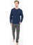 Erkek Bisiklet Yaka Uzun Kollu Pijama Takımı S26933 Rahat Kumaş Cepli 1