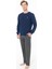 Erkek Bisiklet Yaka Uzun Kollu Pijama Takımı S26933 Rahat Kumaş Cepli 2