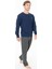 Erkek Bisiklet Yaka Uzun Kollu Pijama Takımı S26933 Rahat Kumaş Cepli 3