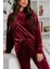Eyesof Kadın Uzun Kollu Yuvarlak Yakalı Kadife Bluz ve Pantolon Takım 2