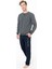 Erkek Bisiklet Yaka Uzun Kollu Pijama Takımı S26933 Rahat Kumaş Cepli 2