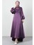 Kuyruklu Degaje Elbise Koyu Lila 4